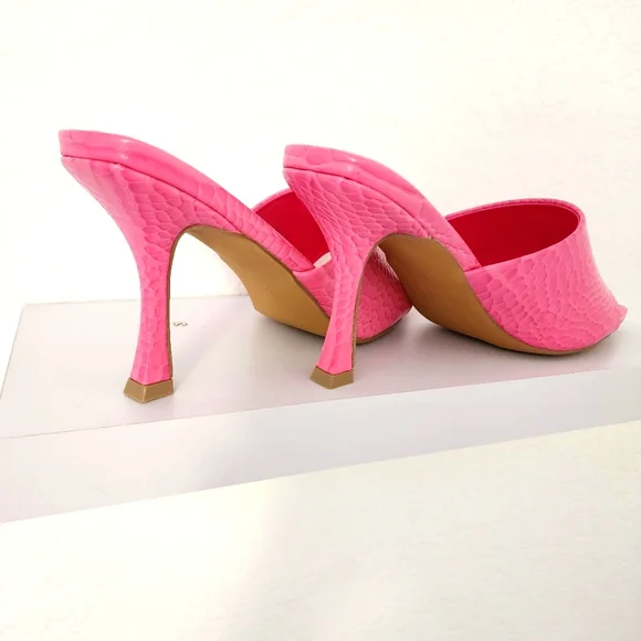 New York & Company Women's New Pink Delara Croc Embossed Heeled Sandal. Size 8.5 - Picture 5 of 10